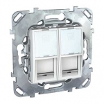 Розетка с/у Unica RJ45 2м белый механизм кат.5Е (комп.) с полем для надписей (упак-10шт) SchE          