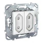 Розетка с/у Unica 2м б/з с з/ш белый 10А 250В 2 модуля (винт.зажим) SchE          