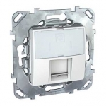 Розетка с/у Unica RJ45 1м белый механизм кат.6 (комп.) с полем для надписей (упак-10шт) SchE          