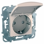 Розетка с/у Unica 1м с/з с з/ш бежевый IP20 механизм 16А 250В с защ.крыш.(винт.заж)(упак-10шт)SchE          