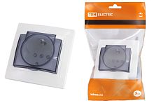 Розетка с/у Таймыр 1м с з/к с з/ш белый IP44 16А с защ.крыш. 250В ТДМ          