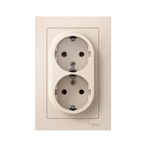 Розетка с/у AtlasDesign 2м с/з бежевый IP20 в сборе 16А (упак-10шт) SchE                                         фото 2                    