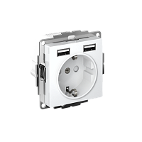 Розетка с/у AtlasDesign 1м с/з с з/ш + 2 USB белый IP20 механизм 16А SchE          