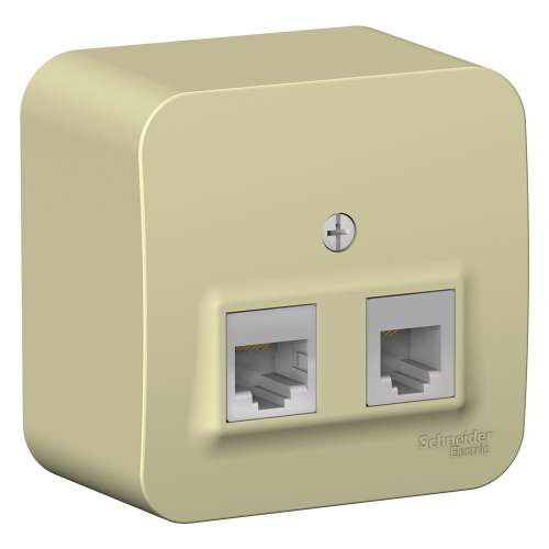 Розетка о/у Бланка RJ11+RJ45 2м бежевый в сборе кат.5E (телеф.+комп.) с изол.пл. (упак-12шт) SchE                                        