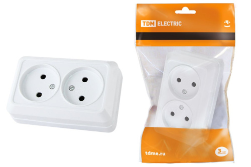 Розетка о/у Ладога 2м без з/к белая IP20 10А ТДМ                                        