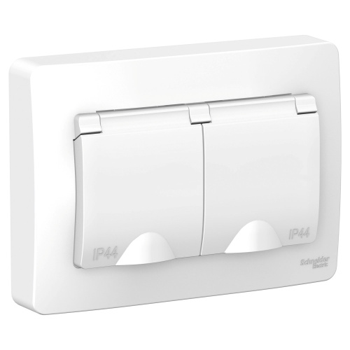 Розетка с/у Бланка 2м с/з с з/ш белый IP44 16А с защ.крыш. (упак-5 шт) SchE                                        