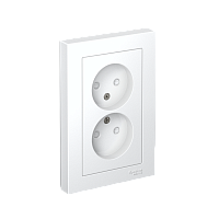 Розетка с/у AtlasDesign 2м б/з с з/ш белый IP20 в сборе 16А (упак-15шт) SchE          