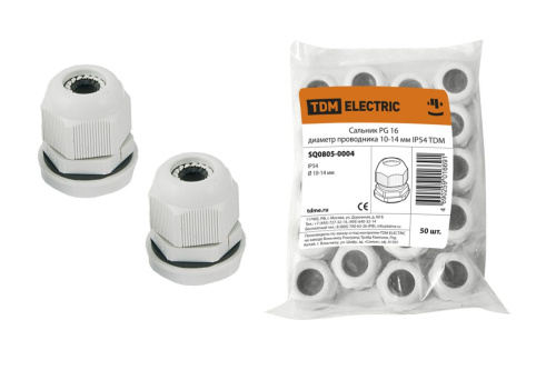 Сальник PG16 диаметр проводника 10-14мм IP54 ТДМ                                        
