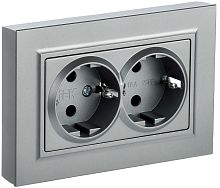 Розетка с/у BRITE 2м с/з с з/ш алюминий 16А в сборе ИЭК          