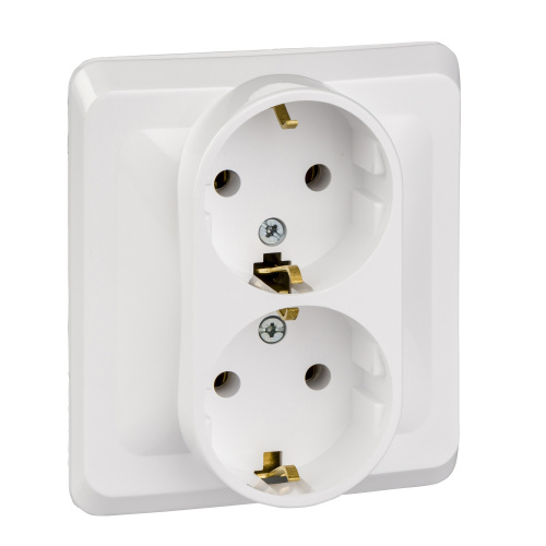 Розетка с/у Этюд 2м с/з белый IP20 16А (упак-15шт) SchE                                        