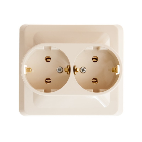 Розетка с/у Этюд 2м с/з кремовый IP20 16А (упак-15шт) SchE                                         фото 2                    