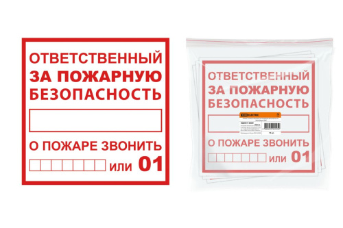 Плакат "Ответственный за пожарную безопасность" 200х200мм ТДМ                                        