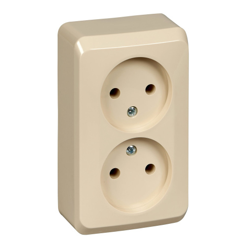 Розетка о/у Этюд 2м б/з кремовый IP20 16А (упак-16шт) SchE                                        