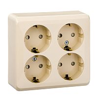Розетка о/у Этюд 4м с/з с з/ш кремовый IP20 16А (упак-5шт) SchE          