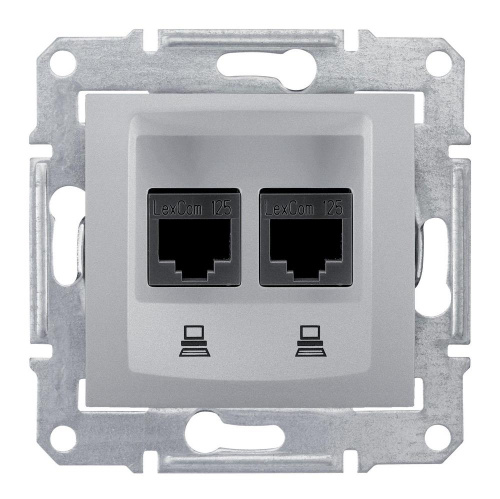 Розетка с/у Sedna RJ45 2м алюминий механизм кат.5Е (комп.) SchE                                         фото 4                    
