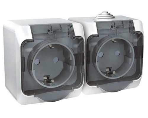 Розетка о/у Этюд 2м с/з с з/ш белый IP44 16А с защ.крыш. (упак-7шт) SchE                                        