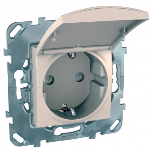 Розетка с/у Unica 1м с/з с з/ш бежевый IP20 механизм 16А 250В с защ.крыш.(винт.заж)(упак-10шт)SchE                                         фото 6                    