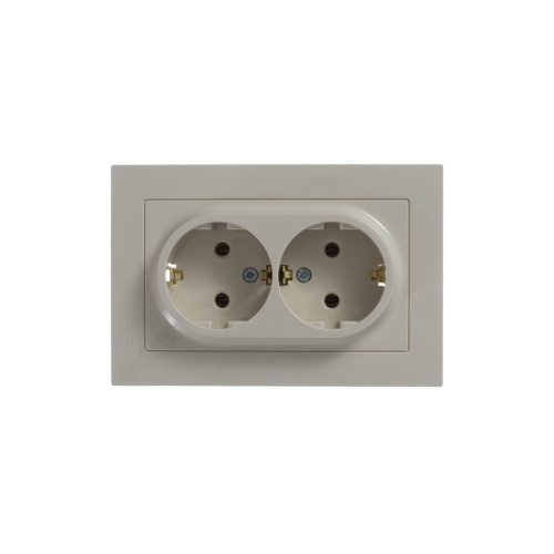 Розетка с/у AtlasDesign 2м с/з бежевый IP20 в сборе 16А (упак-10шт) SchE                                         фото 5                    