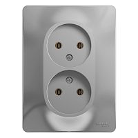 Розетка с/у GLOSSA 2м б/з алюминий IP20 в сборе 16А (упак-15шт) SchE          