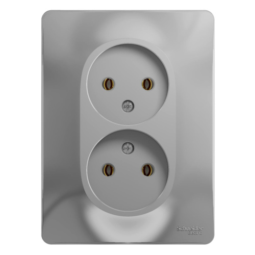 Розетка с/у GLOSSA 2м б/з алюминий IP20 в сборе 16А (упак-15шт) SchE                                        