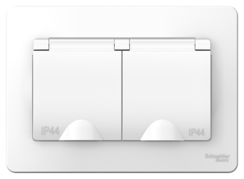 Розетка с/у Бланка 2м с/з с з/ш белый IP44 16А с защ.крыш. (упак-5 шт) SchE                                         фото 2                    