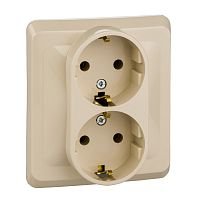 Розетка с/у Этюд 2м с/з кремовый IP20 16А (упак-15шт) SchE          