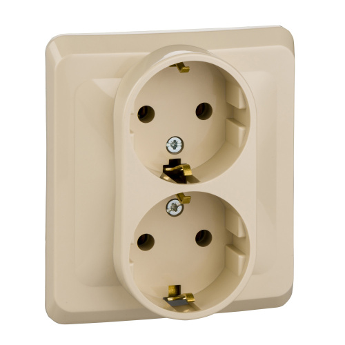 Розетка с/у Этюд 2м с/з кремовый IP20 16А (упак-15шт) SchE                                        