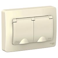 Розетка с/у Бланка 2м с/з с з/ш молочный IP44 16А (упак-5 шт) SchE          