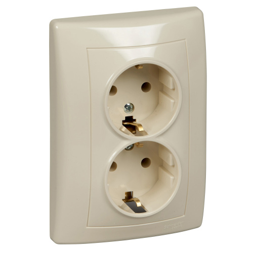 Розетка с/у Sedna 2м с/з с з/ш бежевый IP20 в сборе 16А (упак-12шт) SchE                                         фото 2                    
