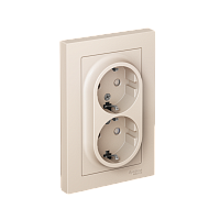 Розетка с/у AtlasDesign 2м с/з с з/ш бежевый IP20 в сборе 16А (упак-10шт) SchE          