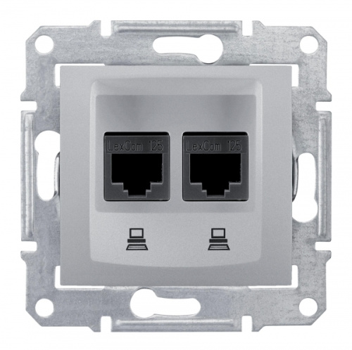 Розетка с/у Sedna RJ45 2м алюминий механизм кат.5Е (комп.) SchE                                         фото 3                    