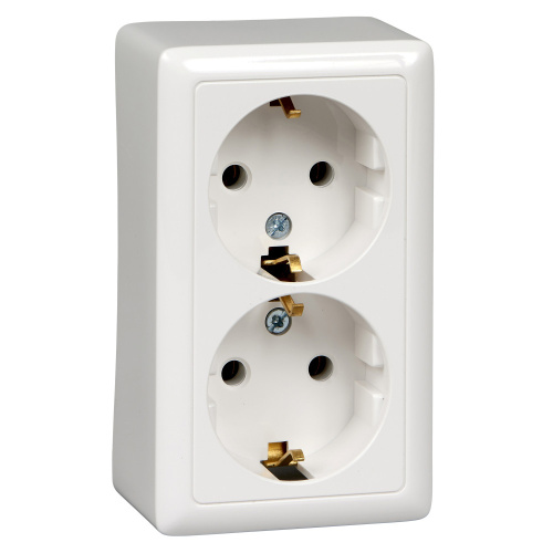 Розетка 2-м ОП Хит 16А 250В с заземл. без защ. шторок бел. SE                                        