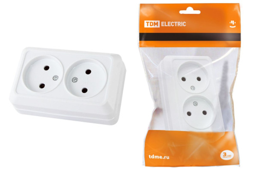 Розетка о/у Ладога 2м без з/к (керамика) белая IP20 10А ТДМ                                        