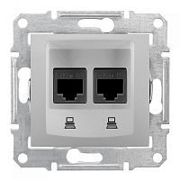 Розетка с/у Sedna RJ45 2м алюминий механизм кат.5Е (комп.) SchE          