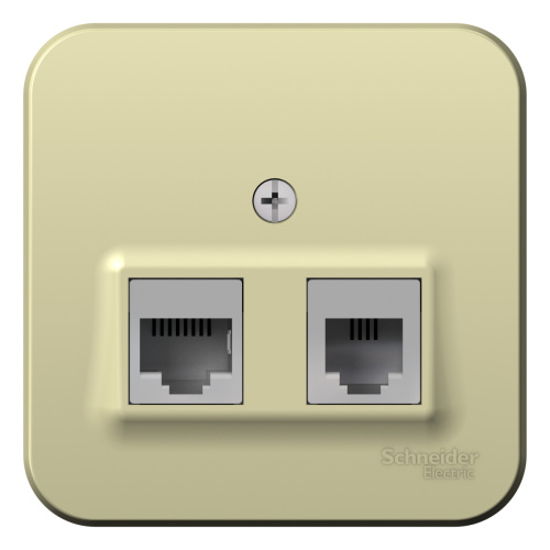Розетка о/у Бланка RJ11+RJ45 2м бежевый в сборе кат.5E (телеф.+комп.) с изол.пл. (упак-12шт) SchE                                         фото 2                    