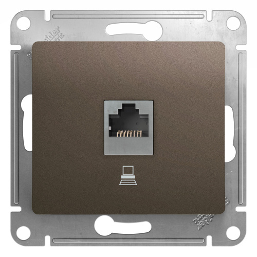 Розетка с/у GLOSSA RJ45 1м шоколад механизм кат.5E (комп.) (упак-5шт) SchE                                        