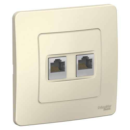 Розетка с/у Бланка RJ45 2м молочный в сборе кат.5E (комп.) (упак-10шт) SchE                                        
