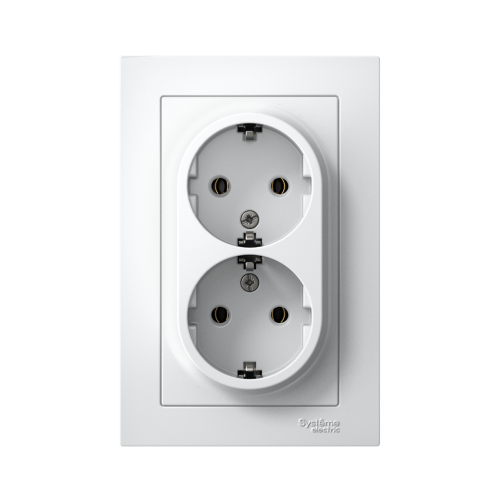 Розетка с/у AtlasDesign 2м с/з белый IP20 в сборе 16А (упак-10шт) SchE                                         фото 2                    