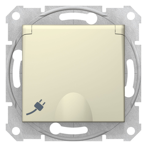 Розетка с/у Sedna 1м c/з с з/ш бежевый IP20 механизм 16А с защ.крыш. (упак-10шт) SchE                                        