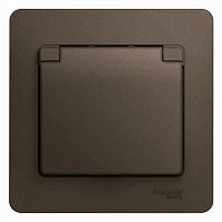 Розетка с/у GLOSSA 1м с/з с з/ш шоколад IP20 в сборе 16А 250В с защ.крыш. SchE          