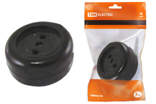 Розетка 2П 16А макс. 250B о/у "Ретро" (карболит) ТДМ                                        