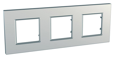 Рамка Unica Quadro 3м серебро универсальная SchE                                         фото 2                    