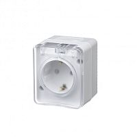 Розетка о/у AtlasDesign Profi54 1м с/з с з/ш белый IP54 16А SchE          