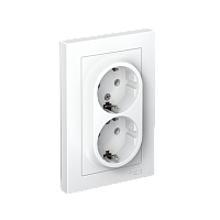 Розетка с/у AtlasDesign 2м с/з белый IP20 в сборе 16А (упак-10шт) SchE          
