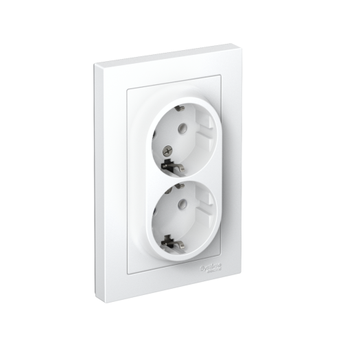 Розетка с/у AtlasDesign 2м с/з белый IP20 в сборе 16А (упак-10шт) SchE                                        