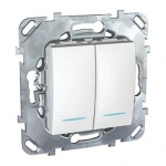 Выключатель с/у Unica 2кл белый IP20 механизм 10АХ 250В 2мод. с инд. (упак-10шт) SchE          