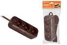 Удлинитель бытовой У03 3 гнезда, 5метров,2П+3, ПВС 3х1мм2 "Эко" (бук) 16А/250В ТДМ          