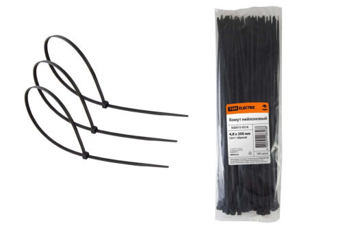 Хомут 4,8х200 нейлон (черный) (100шт) ТДМ                                        