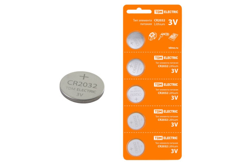 Элемент питания CR2032 Lithium 3V BP-5 (в упак - 5 шт) ТДМ                                        