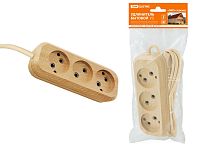 Удлинитель бытовой У3 3 гнезда, 5метров,2П б/з, ПВС 2х0,75мм2 "Эко" (сосна) 10А/250В ТДМ          
